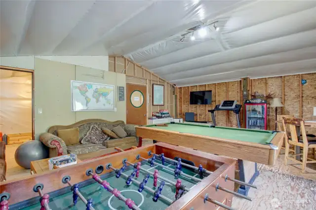 Game room above garage/shop