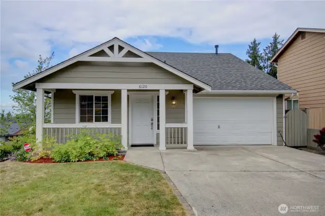 Rambler with level entry and covered front porch