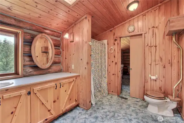 This is the primary bath looking towards the bedroom door.