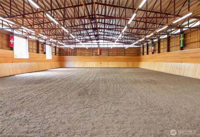 Perfect for clinics and horse showing this 20'x40' laser leveled Dressage Riding Arena is an equestrian's dream!  Plenty of height for jumping.