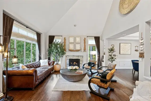 Elegant living room with gas fireplace