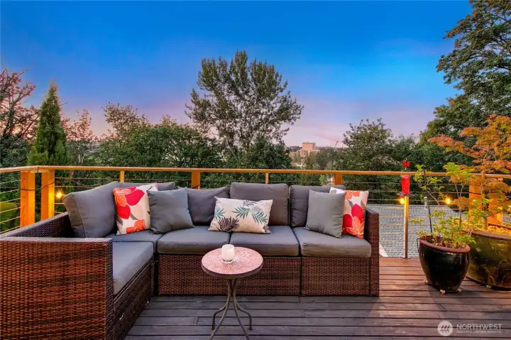 The living room extends outdoors to a treetop lounge, where conversations linger in the quiet of Olmsted’s park. Elevated above the city yet cradled in privacy, evenings here unfold in rare serenity.