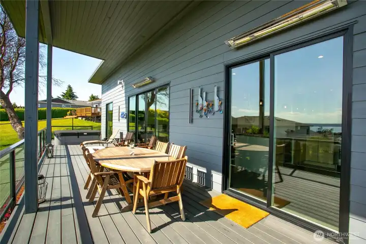 Heated and covered deck space for year round enjoyment
