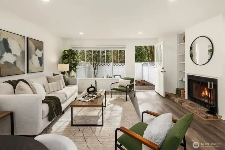 The lush greenbelt provides a private, tranquil outlook.