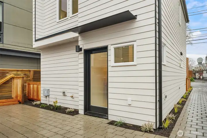 Convenient back entry near parking area