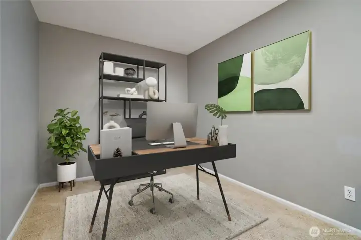 Virtual Staged - spacious loft perfect for your home office!