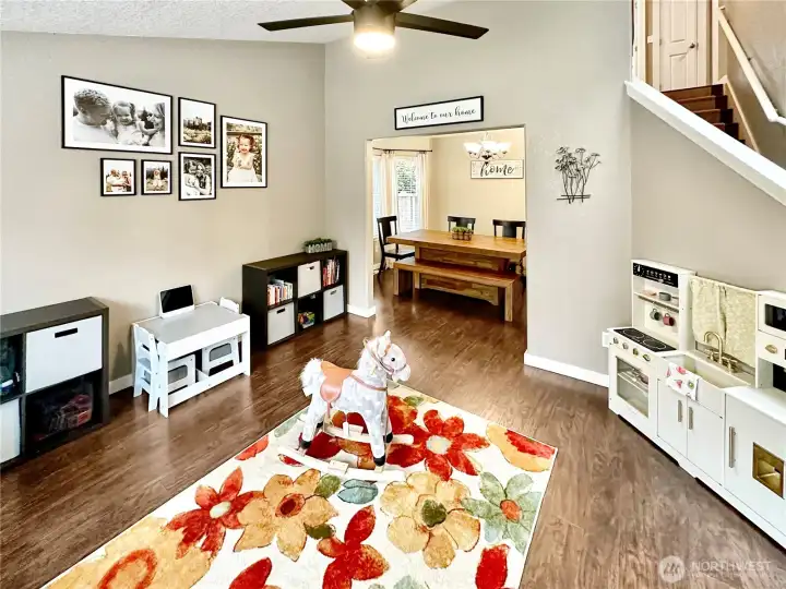 Another view living room looking towards dining room.