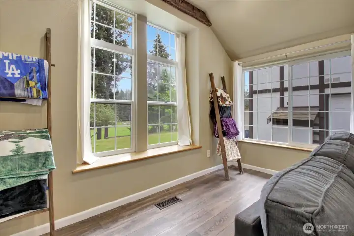The windows look out to the back gardens and down to the pastures