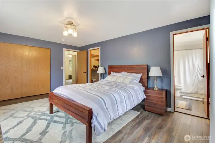 It has a double closet as well as a walk in closet