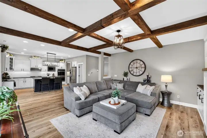 Open concept living allows for easy transition from living room to kitchen! Great for hosting!