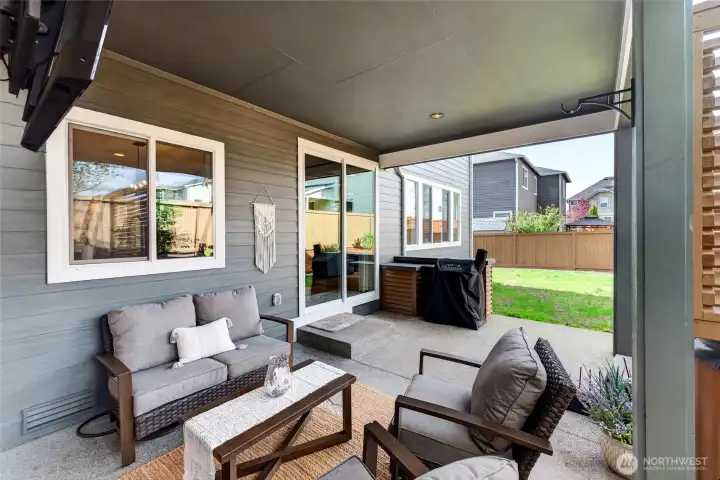 Custom built outdoor prep counter - just slide in your BBQ/smoker and get cooking!