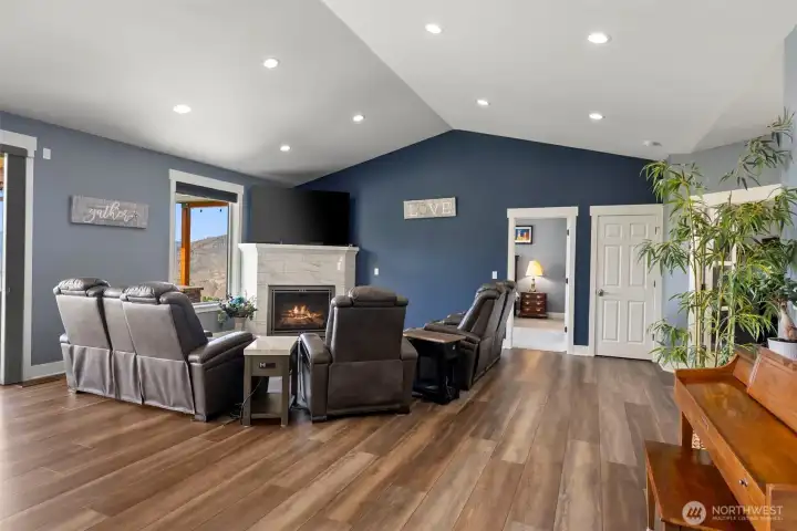 Living with gas fireplace