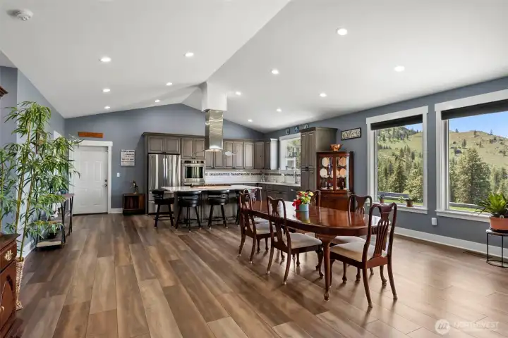 Dining area into Kitchen