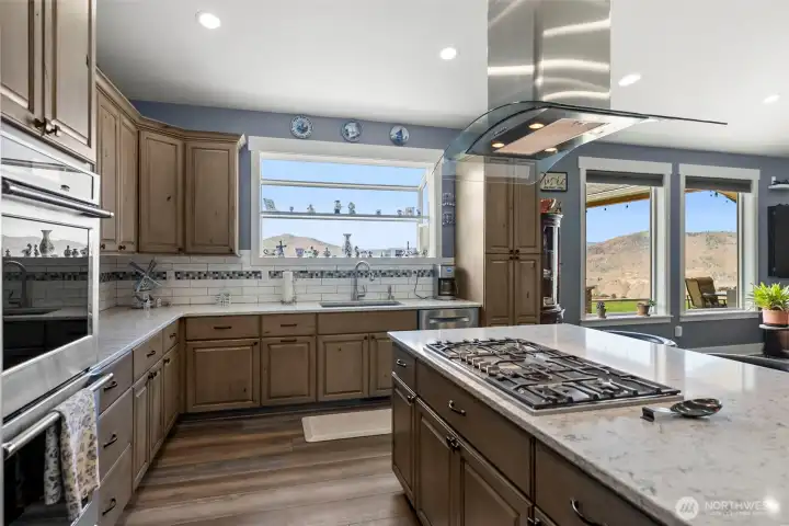 Kitchen with Lake Chelan views