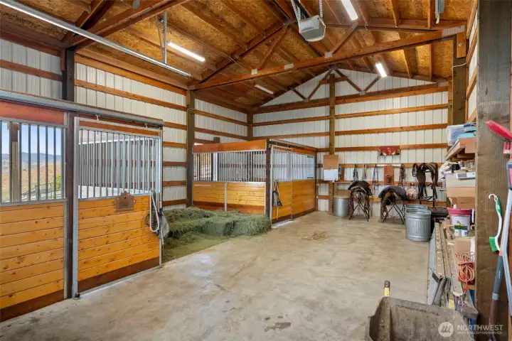 Interior of barn with stables and plenty of storage