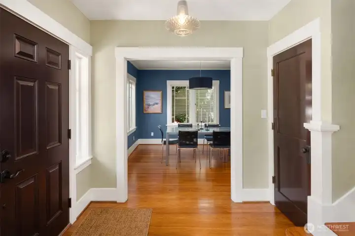 Architectural sightlines welcome you home. A proper coat closet. Architectural sightlines welcome you home. A proper coat closet.