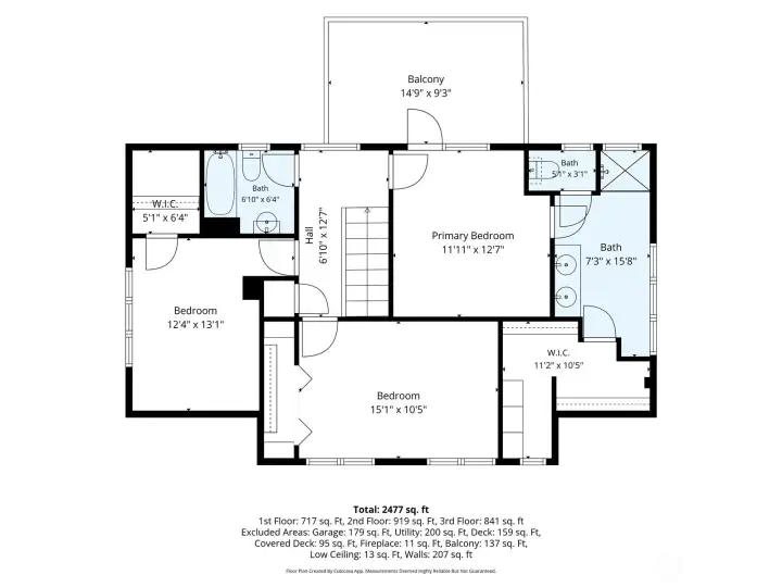 Upper level floor plan. Upper level floor plan.