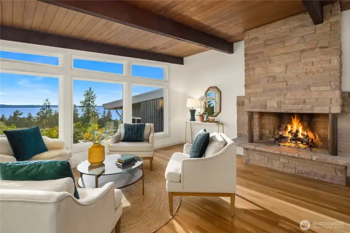 Upstairs sitting room is perfect for a private office. Fireplace plumbed for gas and ready for insert.
