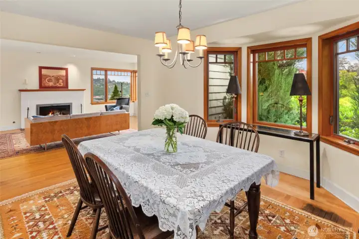 Formal dining room with bay window. Formal dining room with bay window.