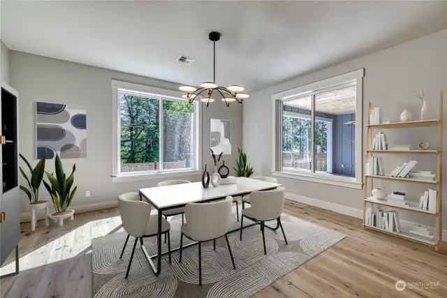 Dining room virtually staged.