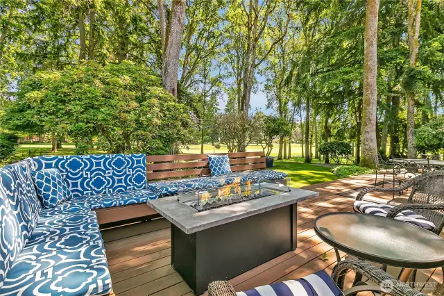 Banquette seating. Firepit plumbed with natural gas!! Deck: 2013; re-stained, 2024.