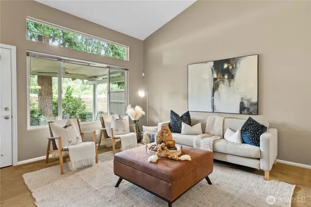 Bright and airy living space filled with natural sunlight.