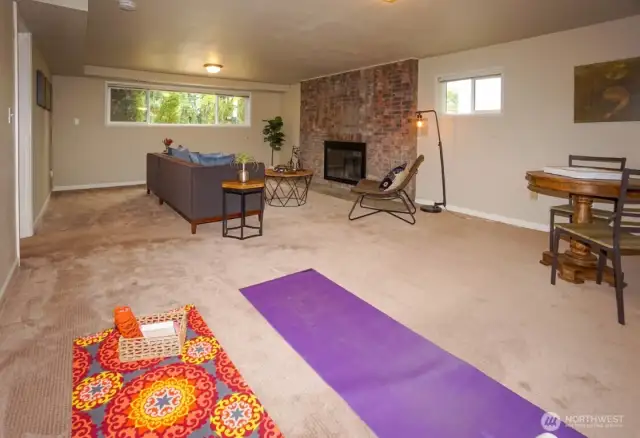 Lower Level Rec Room has Fireplace