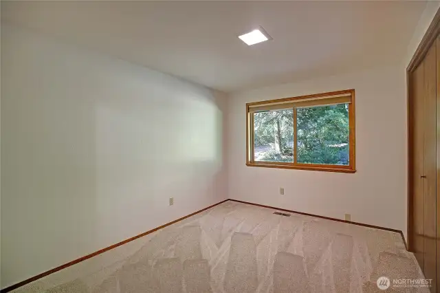 One of the two bedrooms.  The entire home has brand new carpet and interior paint!