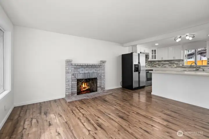 Wood burning fireplace