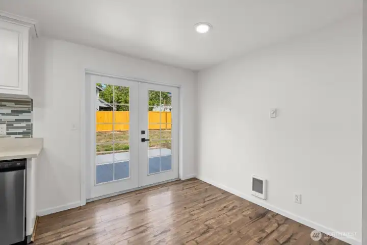 Dining area and beautiful french doors