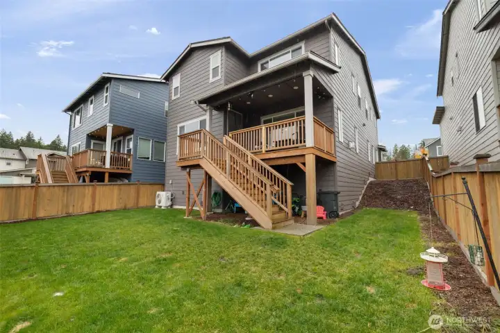 Spacious fenced backyard, perfect for pets or entertaining.