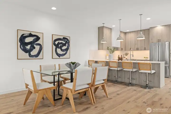 Dining room off the Eat-In Chief kitchen with Bosch appliances