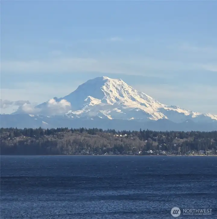 Mount Rainier seems close enough to touch when you are sitting on your deck.