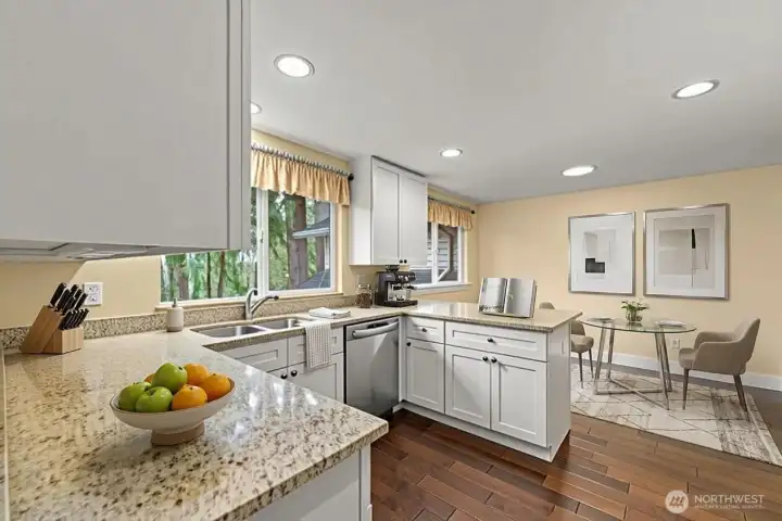 Spacious kitchen is virtually staged