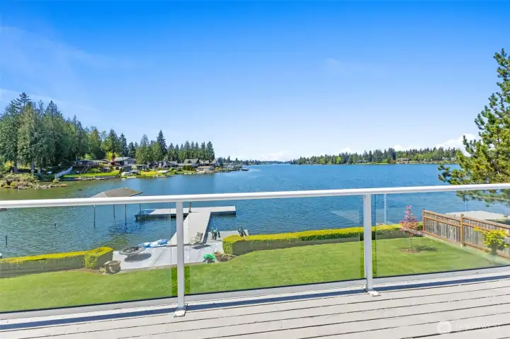 Large deck with glass railing