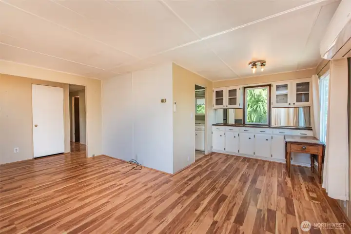 Dining room with built in cabinet. Dining room with built in cabinet.