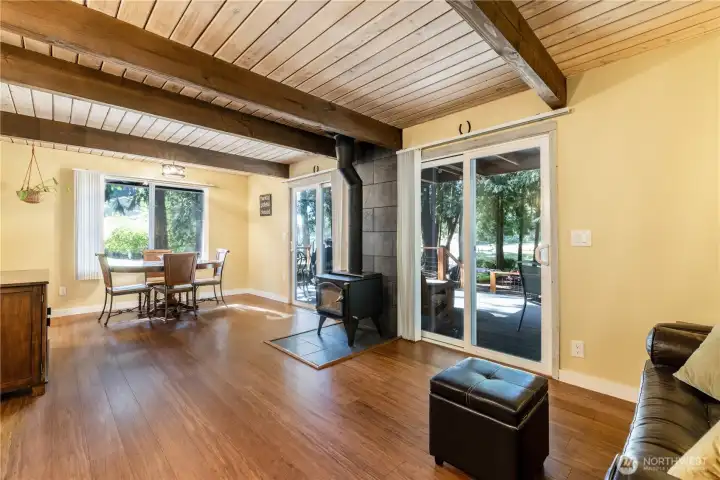 2 sliders leading to covered deck