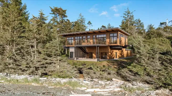 Artistic rendering of designed home on property.