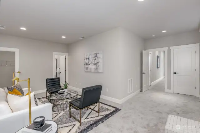 Lower floor Bonus Room also makes a perfect 5th bedroom with a private 3/4 bathroom and walk-in closet.  Plus, also offers an additional large storage closet!