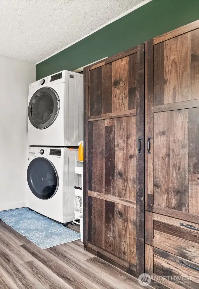Second Bedroom with new stacked washer and dryer