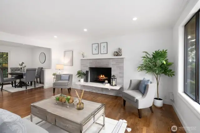 Living room is open to dining and kitchen, great for get togethers.