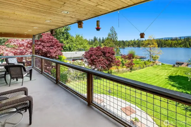 Covered deck overlooking the lake