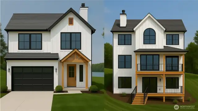 Rendering of 2-story w/ daylight basement home provided by The Custom Home Comapny in Bellevue.