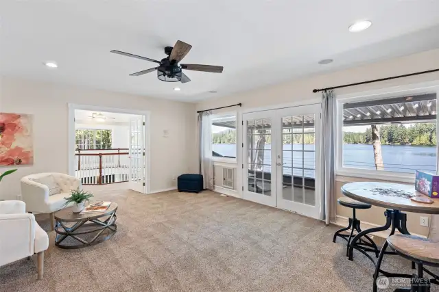 Bonus room/flex space on 2nd floor with french doors to deck overlooking lake.