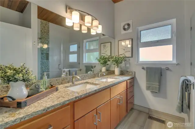 Totally Remodeled Master Bath Custom tile in Shower