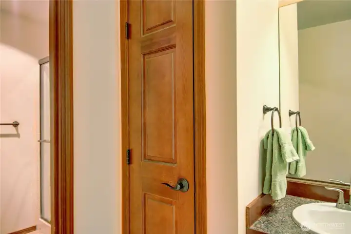 Main bathroom with separate shower and toilet room.