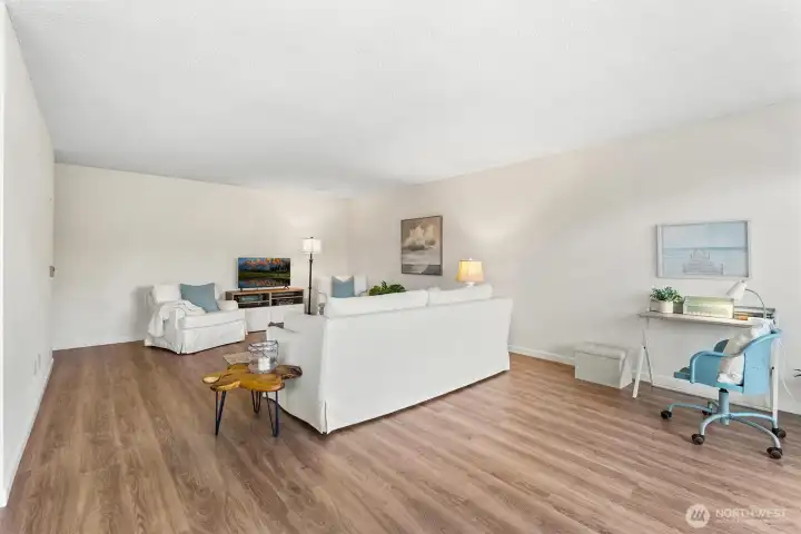 Living room with office nook