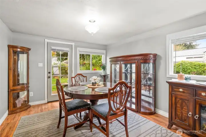 Dining room with access to backyard