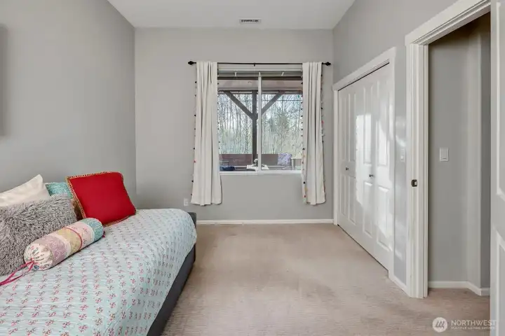 Bedroom 6 of 6 feels like a perfect and private guest retreat. Beautiful in size w/adjacent full bath.