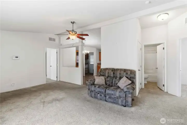 Living room from front of home